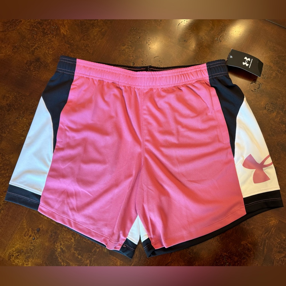 NWT UNDER ARMOUR Pink White Black Athletic Shorts